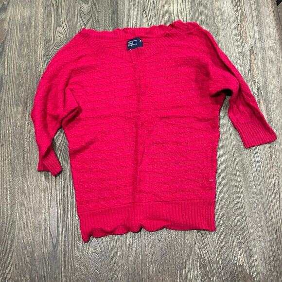 American Eagle Outfitters 3/4 Sleeve Sweater Open Knit Boat Neck Red Size L - Picture 1 of 4